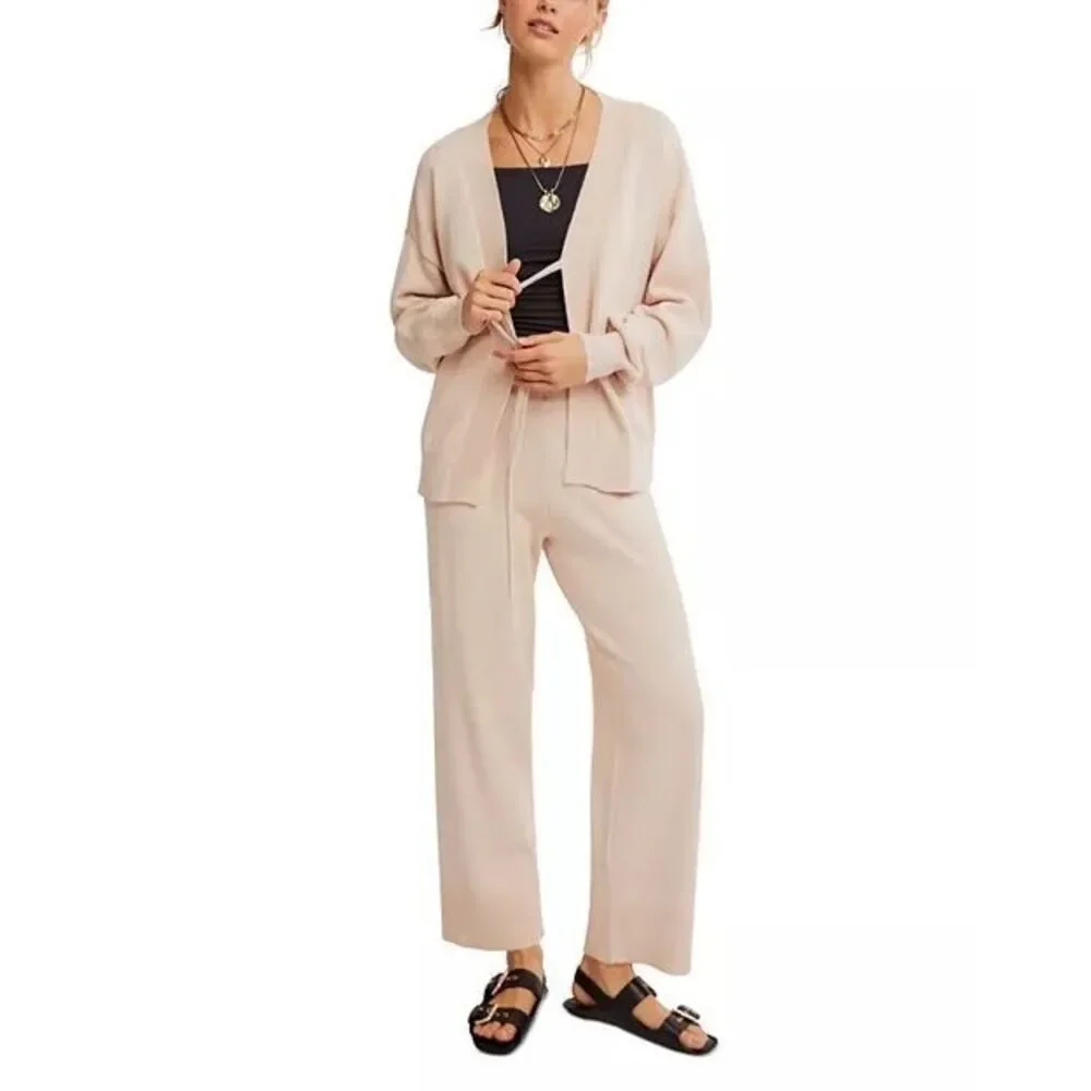Free People Beach Solar Sweater‎ Pants Set in Tan Size XS